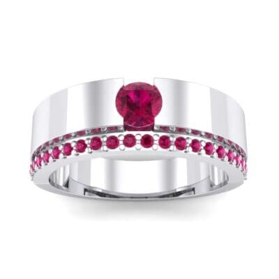 Pave Edge Verge Ruby Engagement Ring (0.35 CTW) Top Dynamic View