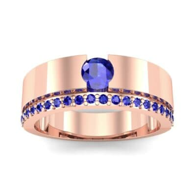 Pave Edge Verge Blue Sapphire Engagement Ring (0.35 CTW) Top Dynamic View