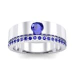 Pave Edge Verge Blue Sapphire Engagement Ring (0.35 CTW) Top Dynamic View