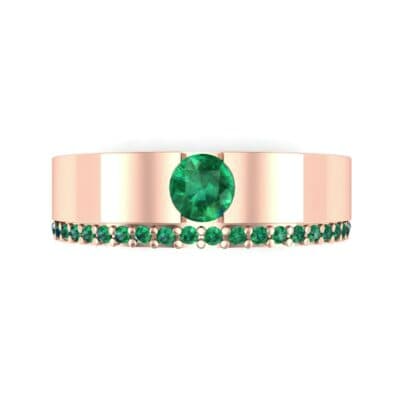 Pave Edge Verge Emerald Engagement Ring (0.35 CTW) Top Flat View