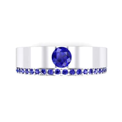 Pave Edge Verge Blue Sapphire Engagement Ring (0.35 CTW) Top Flat View