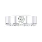 Pave Edge Verge Crystal Engagement Ring (0.35 CTW) Top Flat View