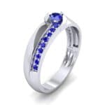 Pave Passage Blue Sapphire Engagement Ring (0.45 CTW) Perspective View