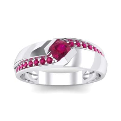 Pave Passage Ruby Engagement Ring (0.45 CTW) Top Dynamic View