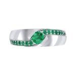 Pave Passage Emerald Engagement Ring (0.45 CTW) Top Flat View