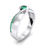 Pave Swirl Emerald Bypass Engagement Ring (0.34 CTW) Perspective View
