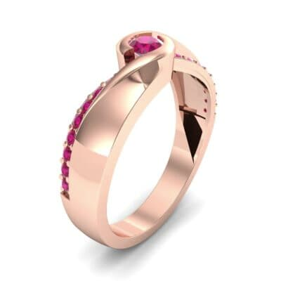 Pave Swirl Ruby Bypass Engagement Ring (0.34 CTW) Perspective View