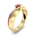 Pave Swirl Ruby Bypass Engagement Ring (0.34 CTW) Perspective View