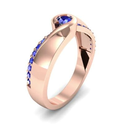 Pave Swirl Blue Sapphire Bypass Engagement Ring (0.34 CTW) Perspective View