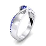 Pave Swirl Blue Sapphire Bypass Engagement Ring (0.34 CTW) Perspective View