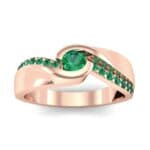 Pave Swirl Emerald Bypass Engagement Ring (0.34 CTW) Top Dynamic View