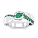 Pave Swirl Emerald Bypass Engagement Ring (0.34 CTW) Top Dynamic View