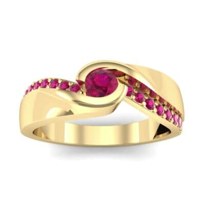 Pave Swirl Ruby Bypass Engagement Ring (0.34 CTW) Top Dynamic View