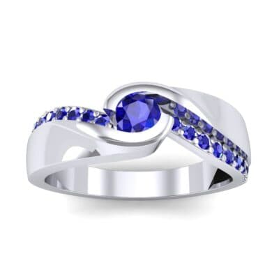 Pave Swirl Blue Sapphire Bypass Engagement Ring (0.34 CTW) Top Dynamic View