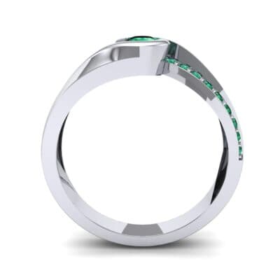 Pave Swirl Emerald Bypass Engagement Ring (0.34 CTW) Side View
