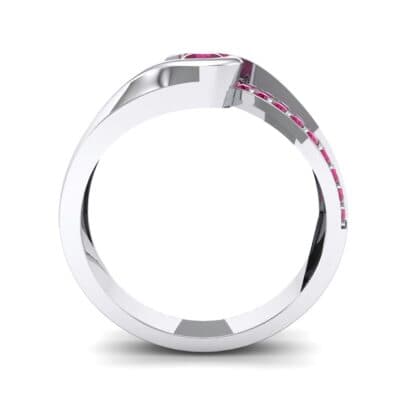 Pave Swirl Ruby Bypass Engagement Ring (0.34 CTW) Side View