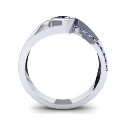 Pave Swirl Blue Sapphire Bypass Engagement Ring (0.34 CTW) Side View