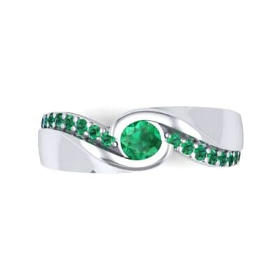 Pave Swirl Emerald Bypass Engagement Ring (0.34 CTW) Top Flat View