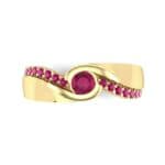 Pave Swirl Ruby Bypass Engagement Ring (0.34 CTW) Top Flat View
