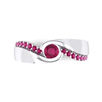 Pave Swirl Ruby Bypass Engagement Ring (0.34 CTW) Top Flat View