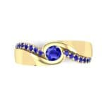 Pave Swirl Blue Sapphire Bypass Engagement Ring (0.34 CTW) Top Flat View