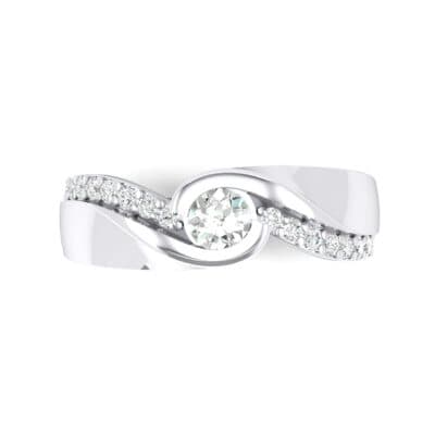 Pave Swirl Diamond Bypass Engagement Ring (0.34 CTW) Top Flat View