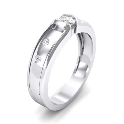 Half-Bezel Crystal Engagement Ring (0.3 CTW) Perspective View