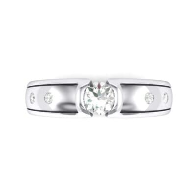 Half-Bezel Crystal Engagement Ring (0.3 CTW) Top Flat View