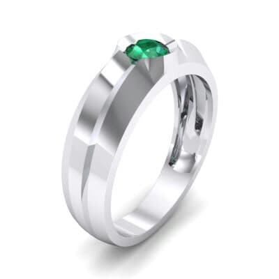 Double Knife Edge Emerald Engagement Ring (0.32 CTW) Perspective View