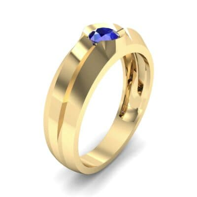 Double Knife Edge Blue Sapphire Engagement Ring (0.32 CTW) Perspective View