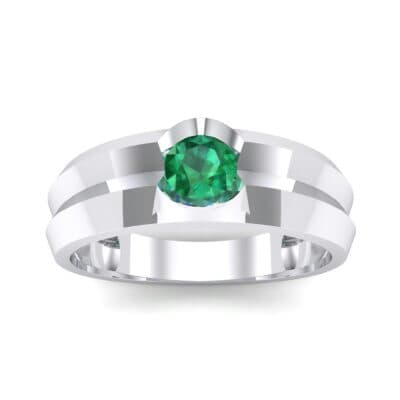 Double Knife Edge Emerald Engagement Ring (0.32 CTW) Top Dynamic View