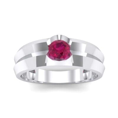 Double Knife Edge Ruby Engagement Ring (0.32 CTW) Top Dynamic View