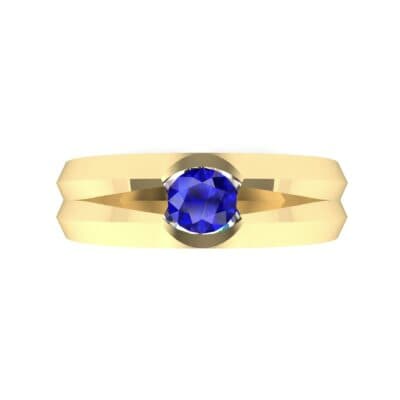 Double Knife Edge Blue Sapphire Engagement Ring (0.32 CTW) Top Flat View