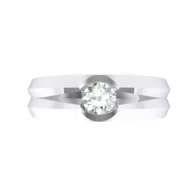 Double Knife Edge Crystal Engagement Ring (0.32 CTW) Top Flat View