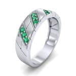 Diagonal Pave Emerald Ring (0.3 CTW) Perspective View