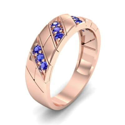 Diagonal Pave Blue Sapphire Ring (0.3 CTW) Perspective View