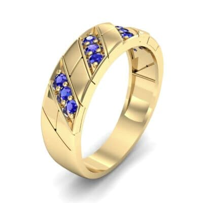Diagonal Pave Blue Sapphire Ring (0.3 CTW) Perspective View