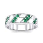 Diagonal Pave Emerald Ring (0.3 CTW) Top Dynamic View