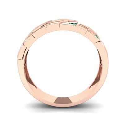 Diagonal Pave Emerald Ring (0.3 CTW) Side View
