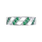 Diagonal Pave Emerald Ring (0.3 CTW) Top Flat View