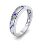 Diagonal Burnish Blue Sapphire Ring (0.05 CTW) Perspective View