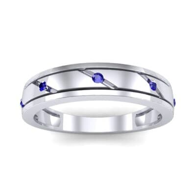Diagonal Burnish Blue Sapphire Ring (0.05 CTW) Top Dynamic View