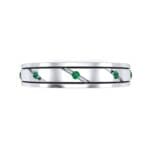 Diagonal Burnish Emerald Ring (0.05 CTW) Top Flat View