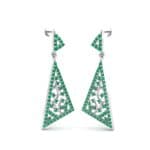Pave Mosaic Emerald Earrings (1.41 CTW) Perspective View