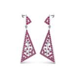 Pave Mosaic Ruby Earrings (1.41 CTW) Perspective View