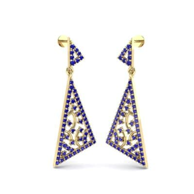 Pave Mosaic Blue Sapphire Earrings (1.41 CTW) Perspective View