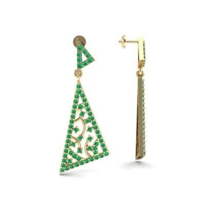 Pave Mosaic Emerald Earrings (1.41 CTW) Top Dynamic View