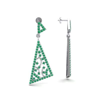Pave Mosaic Emerald Earrings (1.41 CTW) Top Dynamic View