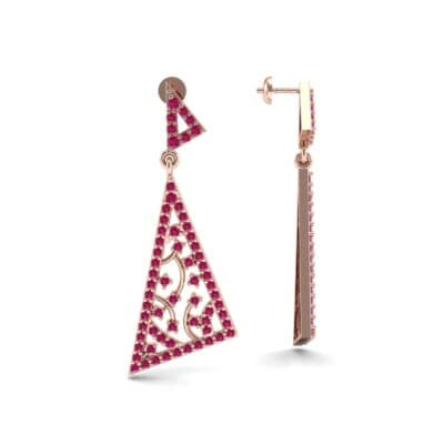 Pave Mosaic Ruby Earrings (1.41 CTW) Top Dynamic View