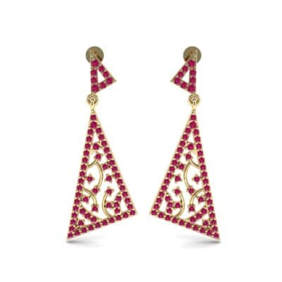 Pave Mosaic Ruby Earrings (1.41 CTW) Side View